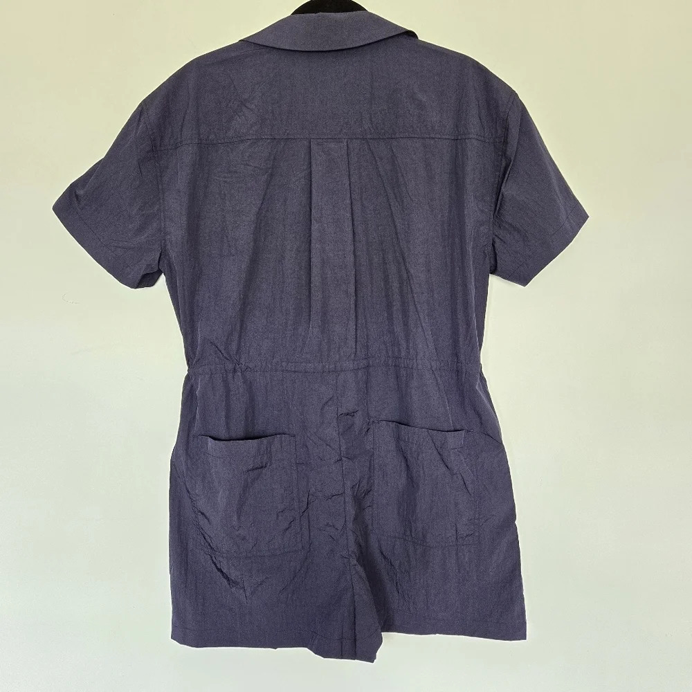 Sweaty Betty Anytime Short Sleeve Navy Romper 10 Athlesure Lightweight Casual - Picture 11 of 15